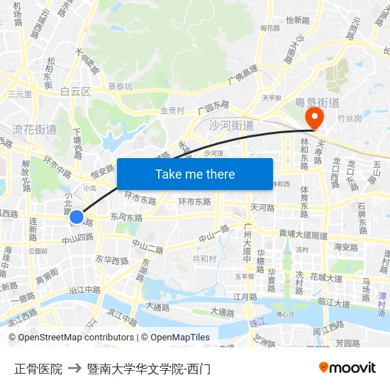 正骨医院 to 暨南大学华文学院-西门 map