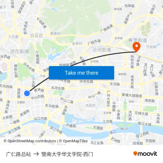 广仁路总站 to 暨南大学华文学院-西门 map