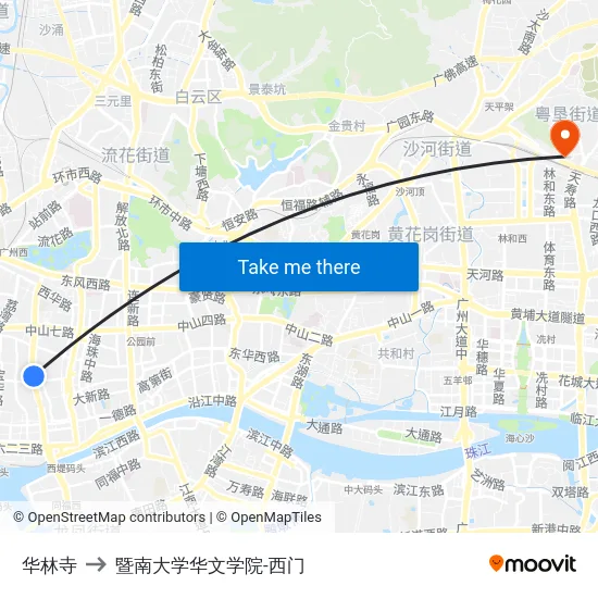 华林寺 to 暨南大学华文学院-西门 map