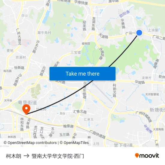 柯木朗 to 暨南大学华文学院-西门 map