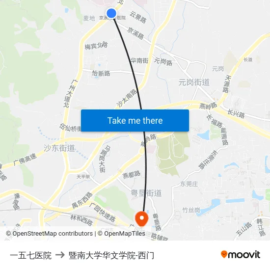 一五七医院 to 暨南大学华文学院-西门 map