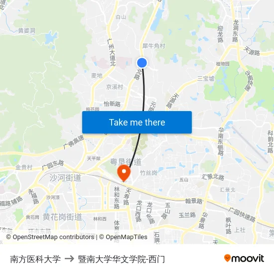 南方医科大学 to 暨南大学华文学院-西门 map