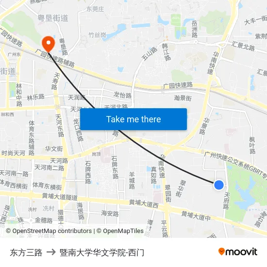 东方三路 to 暨南大学华文学院-西门 map