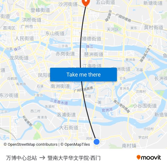 万博中心总站 to 暨南大学华文学院-西门 map