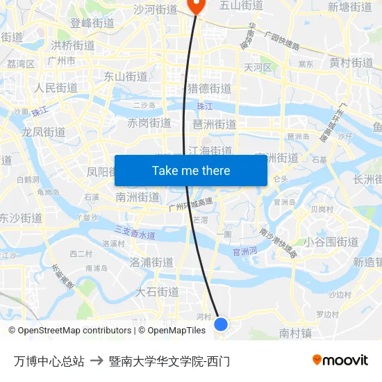 万博中心总站 to 暨南大学华文学院-西门 map