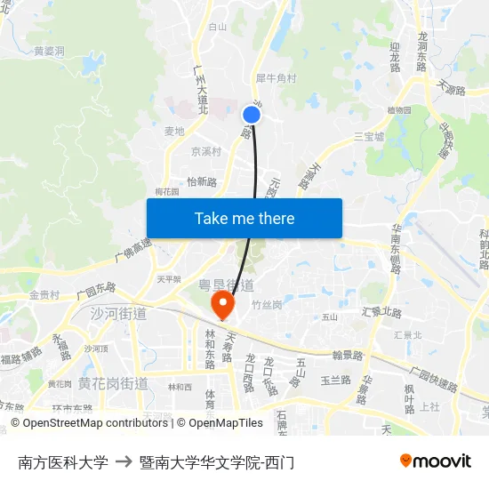 南方医科大学 to 暨南大学华文学院-西门 map
