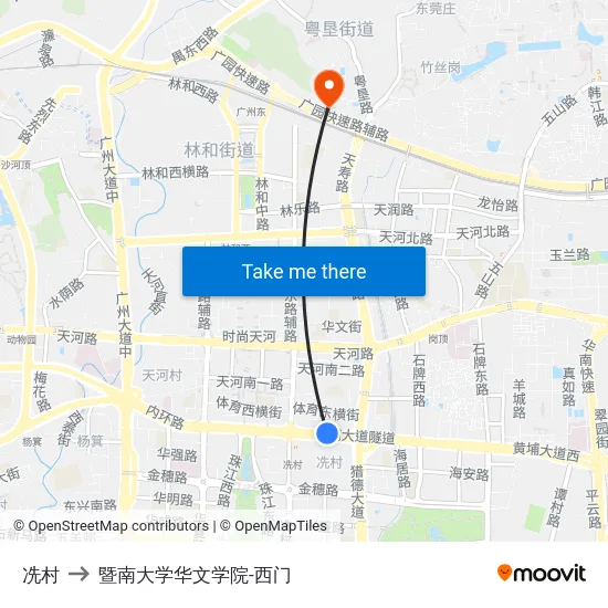 冼村 to 暨南大学华文学院-西门 map