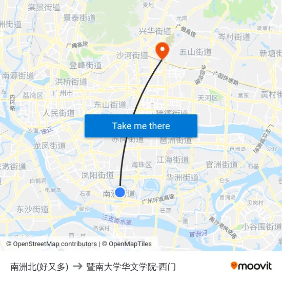 南洲北(好又多) to 暨南大学华文学院-西门 map