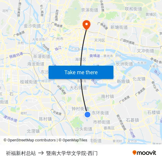祈福新村总站 to 暨南大学华文学院-西门 map