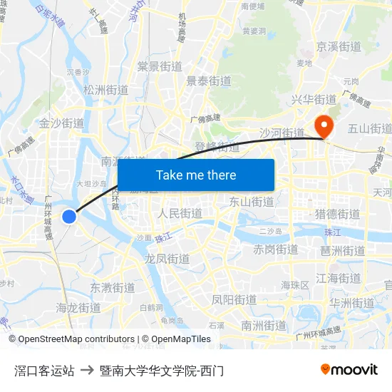 滘口客运站 to 暨南大学华文学院-西门 map