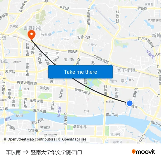 车陂南 to 暨南大学华文学院-西门 map