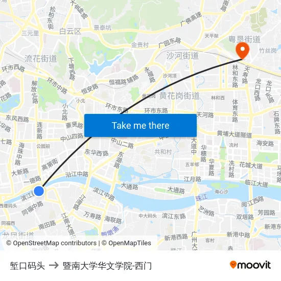 堑口码头 to 暨南大学华文学院-西门 map