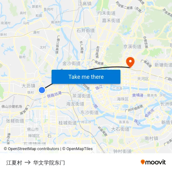 江夏村 to 华文学院东门 map