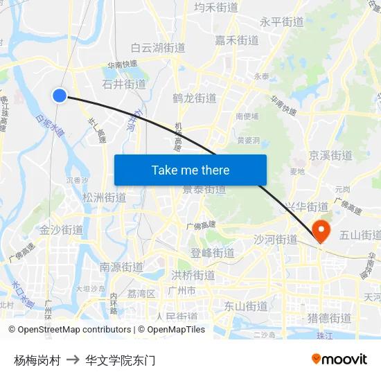 杨梅岗村 to 华文学院东门 map
