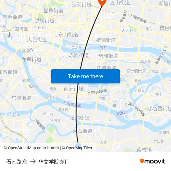 石南路东 to 华文学院东门 map
