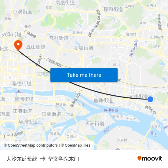 大沙东延长线 to 华文学院东门 map