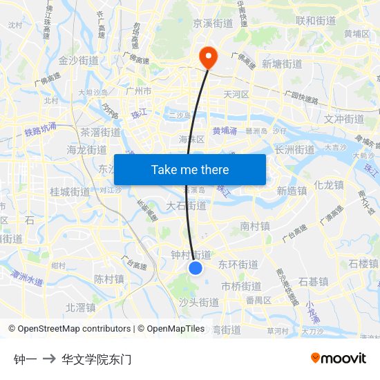 钟一 to 华文学院东门 map