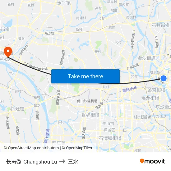 长寿路 Changshou Lu to 三水 map
