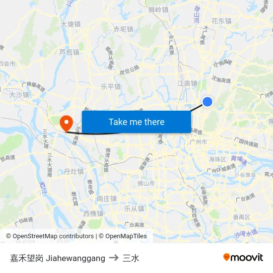 嘉禾望岗 Jiahewanggang to 三水 map