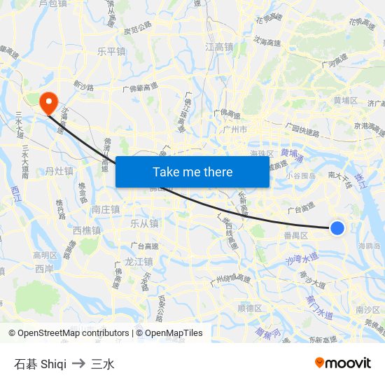 石碁 Shiqi to 三水 map