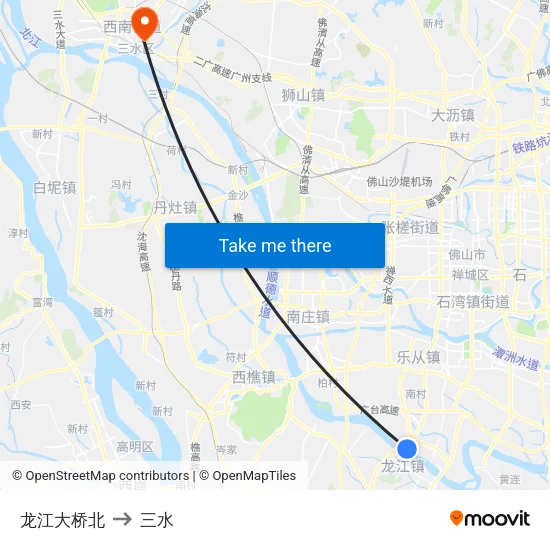 龙江大桥北 to 三水 map