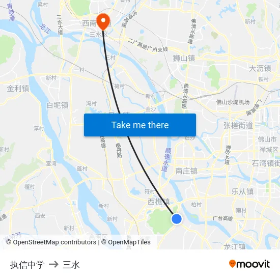 执信中学 to 三水 map