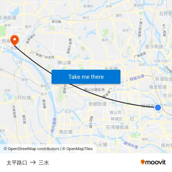 太平路口 to 三水 map