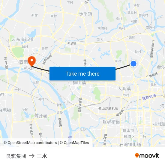 良骐集团 to 三水 map