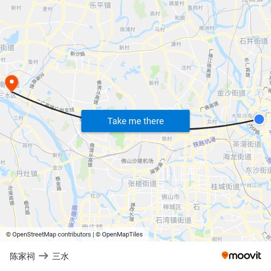 陈家祠 to 三水 map