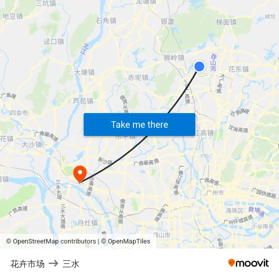 花卉市场 to 三水 map