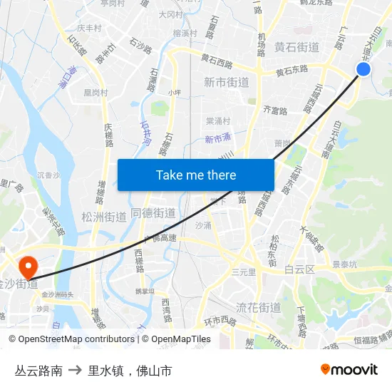 丛云路南 to 里水镇，佛山市 map