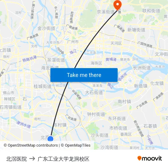 北滘医院 to 广东工业大学龙洞校区 map