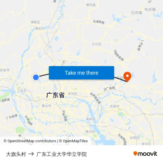 大旗头村 to 广东工业大学华立学院 map