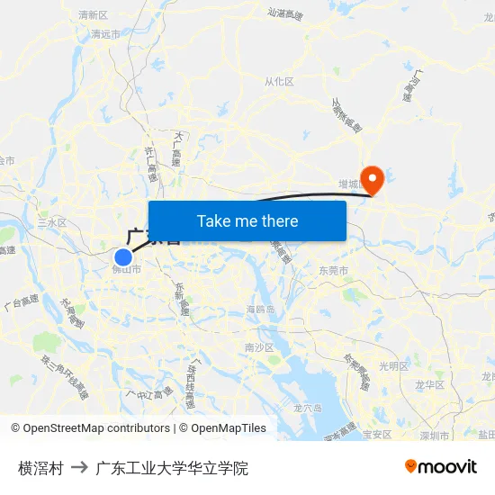 横滘村 to 广东工业大学华立学院 map