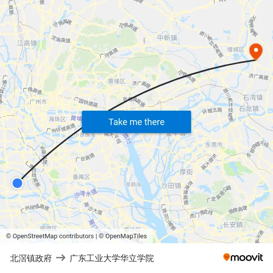 北滘镇政府 to 广东工业大学华立学院 map