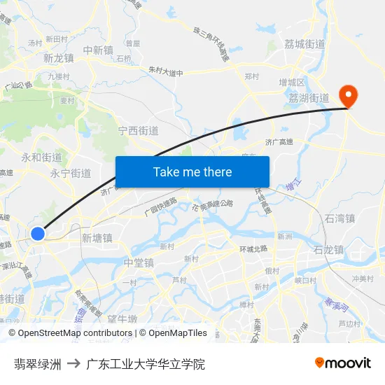 翡翠绿洲 to 广东工业大学华立学院 map