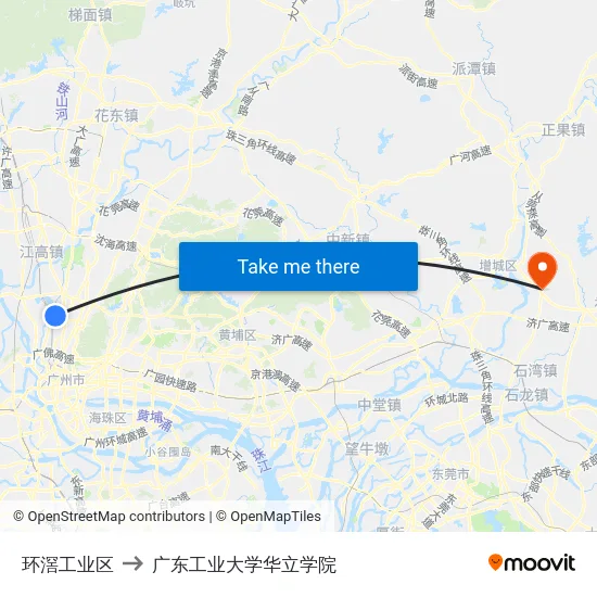 环滘工业区 to 广东工业大学华立学院 map