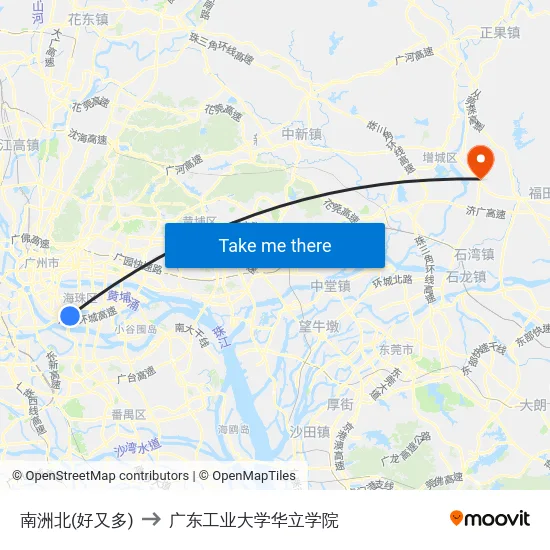 南洲北(好又多) to 广东工业大学华立学院 map