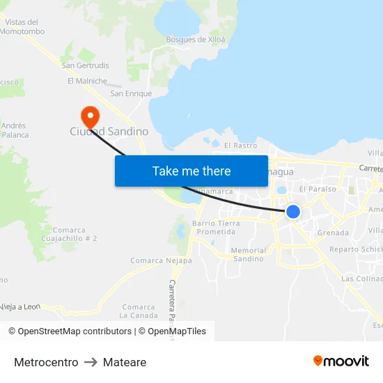 Metrocentro to Mateare map