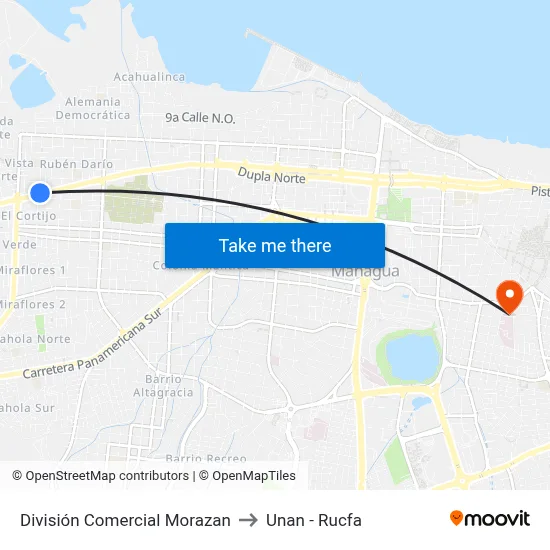 División  Comercial Morazan to Unan - Rucfa map
