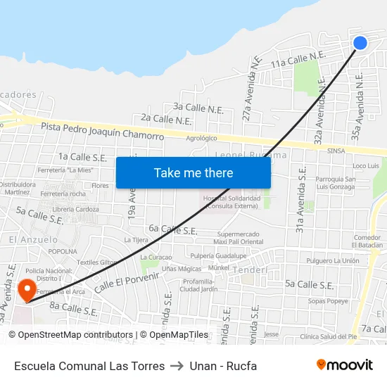 Escuela Comunal Las Torres to Unan - Rucfa map