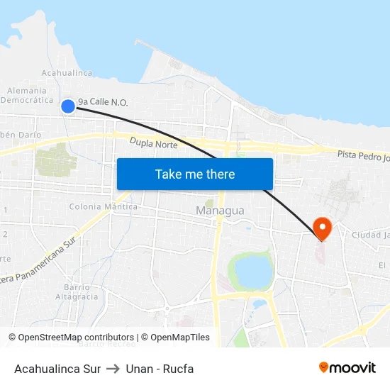 Acahualinca Sur to Unan - Rucfa map