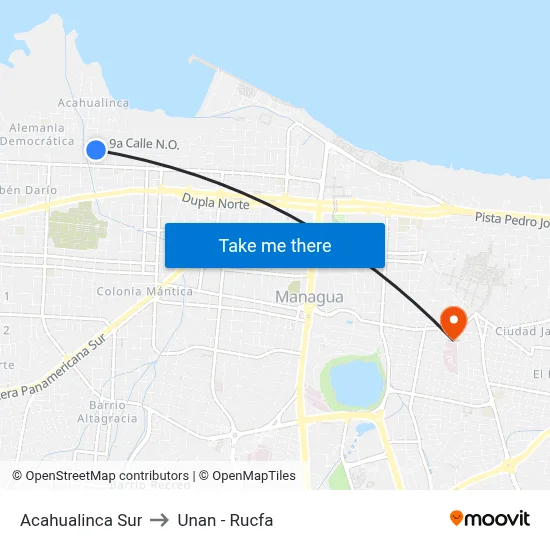 Acahualinca Sur to Unan - Rucfa map