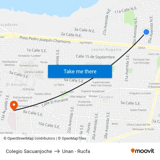 Colegio Sacuanjoche to Unan - Rucfa map