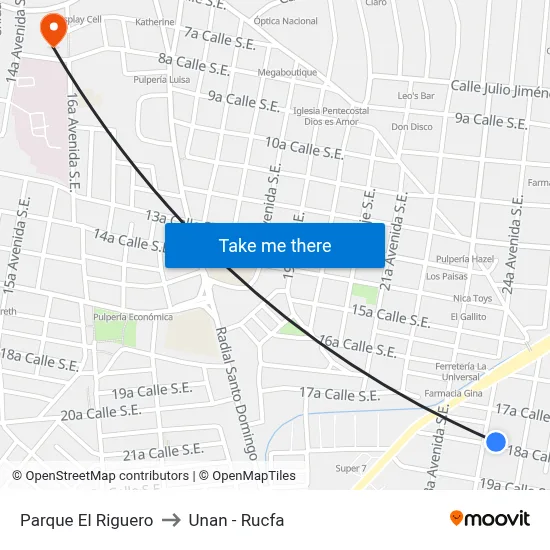 Parque El Riguero to Unan - Rucfa map