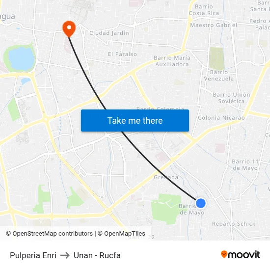 Pulperia Enri to Unan - Rucfa map
