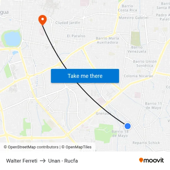Walter Ferreti to Unan - Rucfa map
