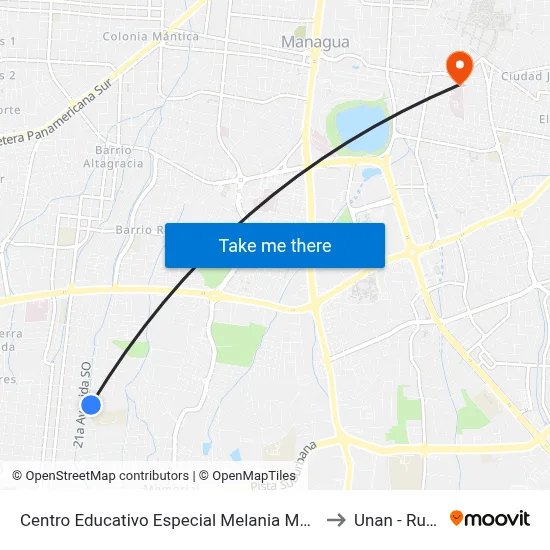 Centro Educativo Especial Melania Morales to Unan - Rucfa map