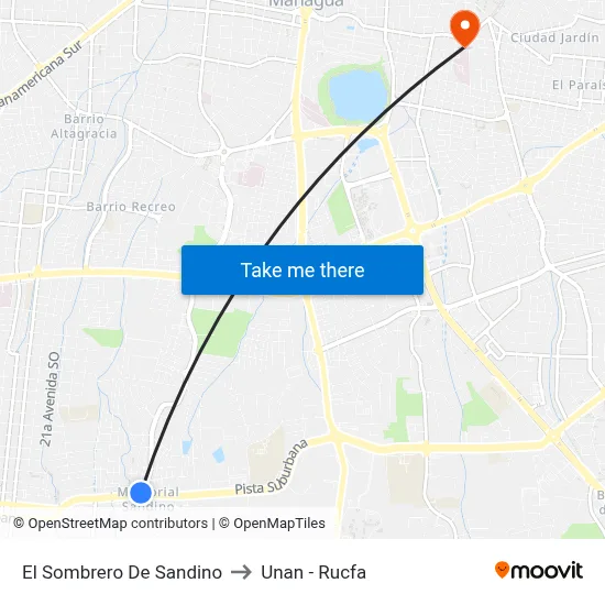 El Sombrero De Sandino to Unan - Rucfa map