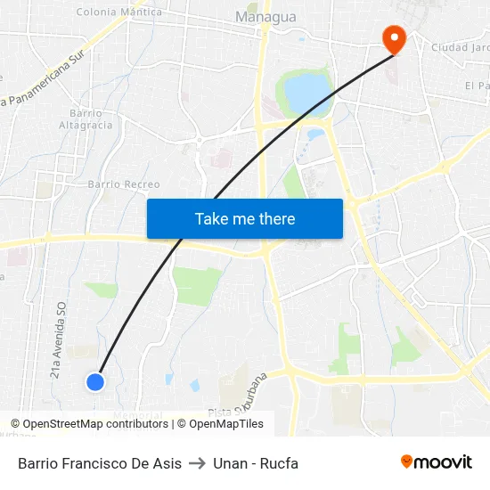 Barrio Francisco De Asis to Unan - Rucfa map